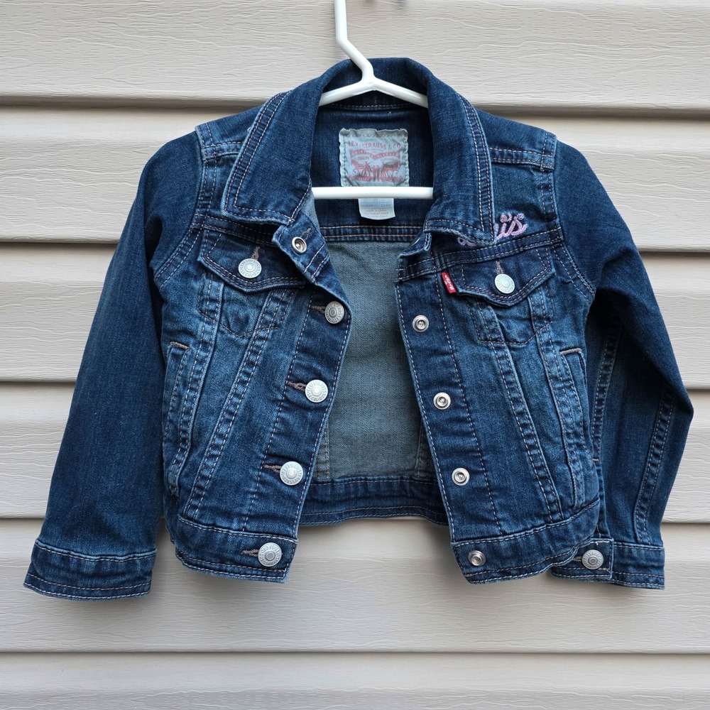 Levi's Toddler Girls 3T Blue Denim Jean Jacket Embroidered Snaps Casual Classic